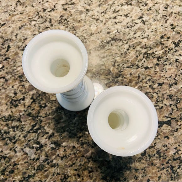 Mid Century Milk Glass Pilar Candle Holder Vintage - Picture 3 of 6